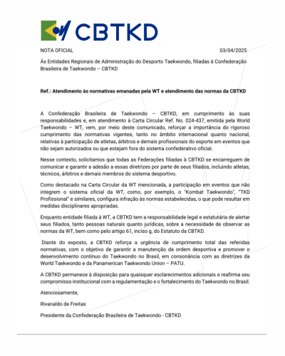 CARTA CBTKD COMBAT